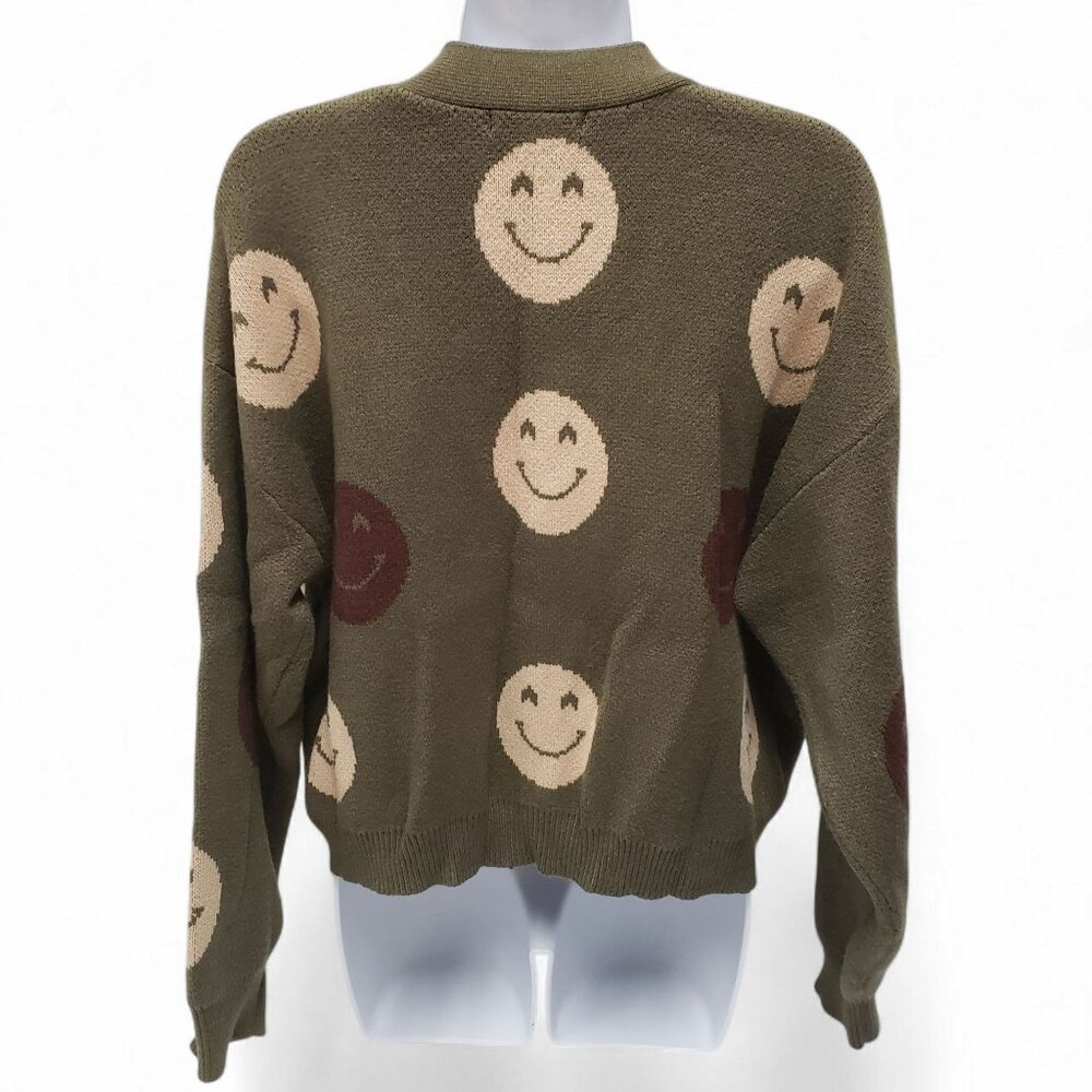 Forever 21 Womens Smiley Face Sweater Cardigan Size Small - Picture 2 of 8